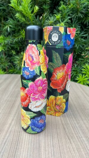 Garrafa Glub Glub Floral Paraíso Bordado 500ml
